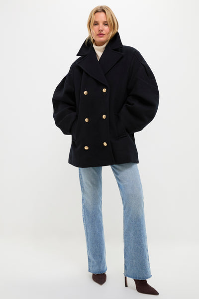Sky Captain Peacoat Wool Midi Coat | GANNI