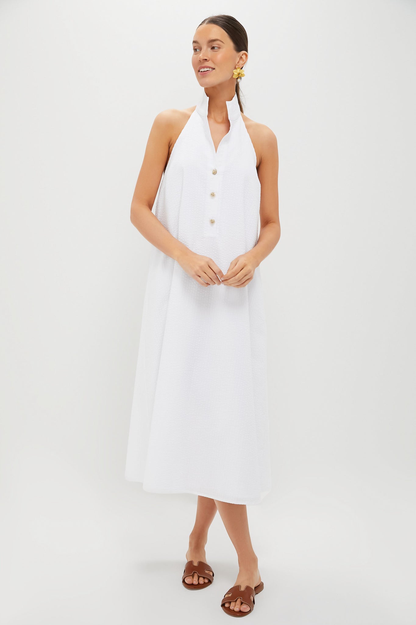 White Seersucker Jagger Dress