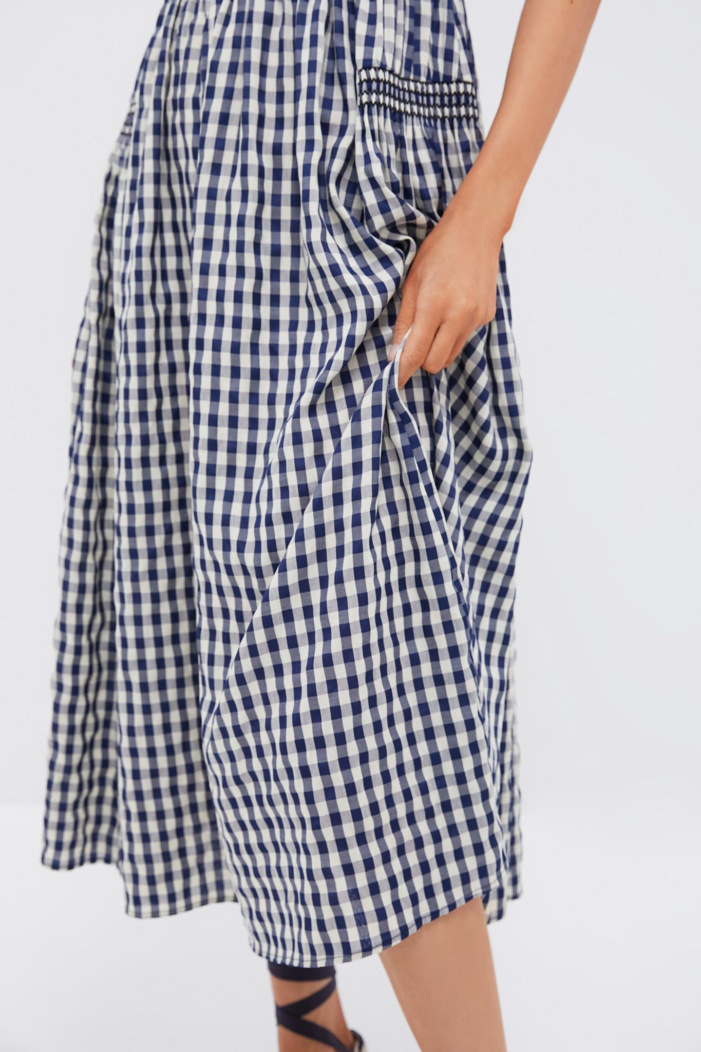 Navy Gingham Smocked Abilene Midi Dress | Pomander Place Navy Gingham Smocked Abilene Midi Dress | Pomander Place