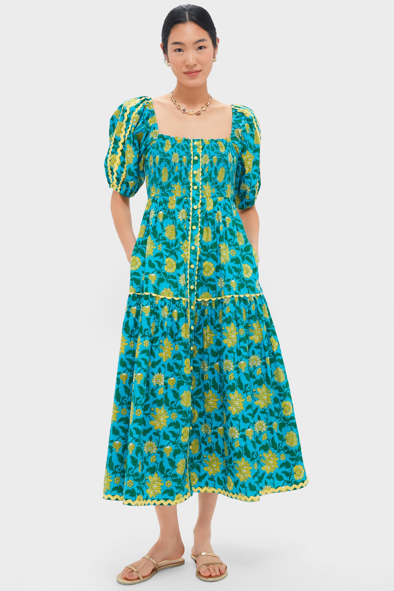 hibiscus cutwork cotton midi dress celandine hibiscus cutwork cotton midi dress Hibiscus Sleeveless Empire  Waist Midi Dress