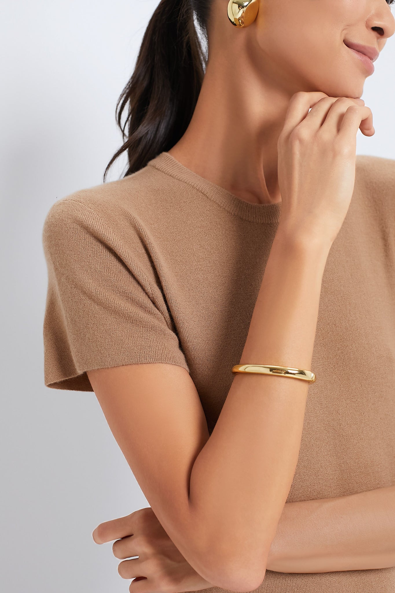 Tan Cashmere T-Shirt Maxi Dress