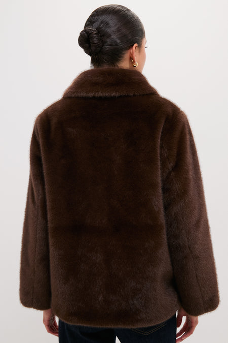 Dark Brown Faux Fur Brooke Cardigan