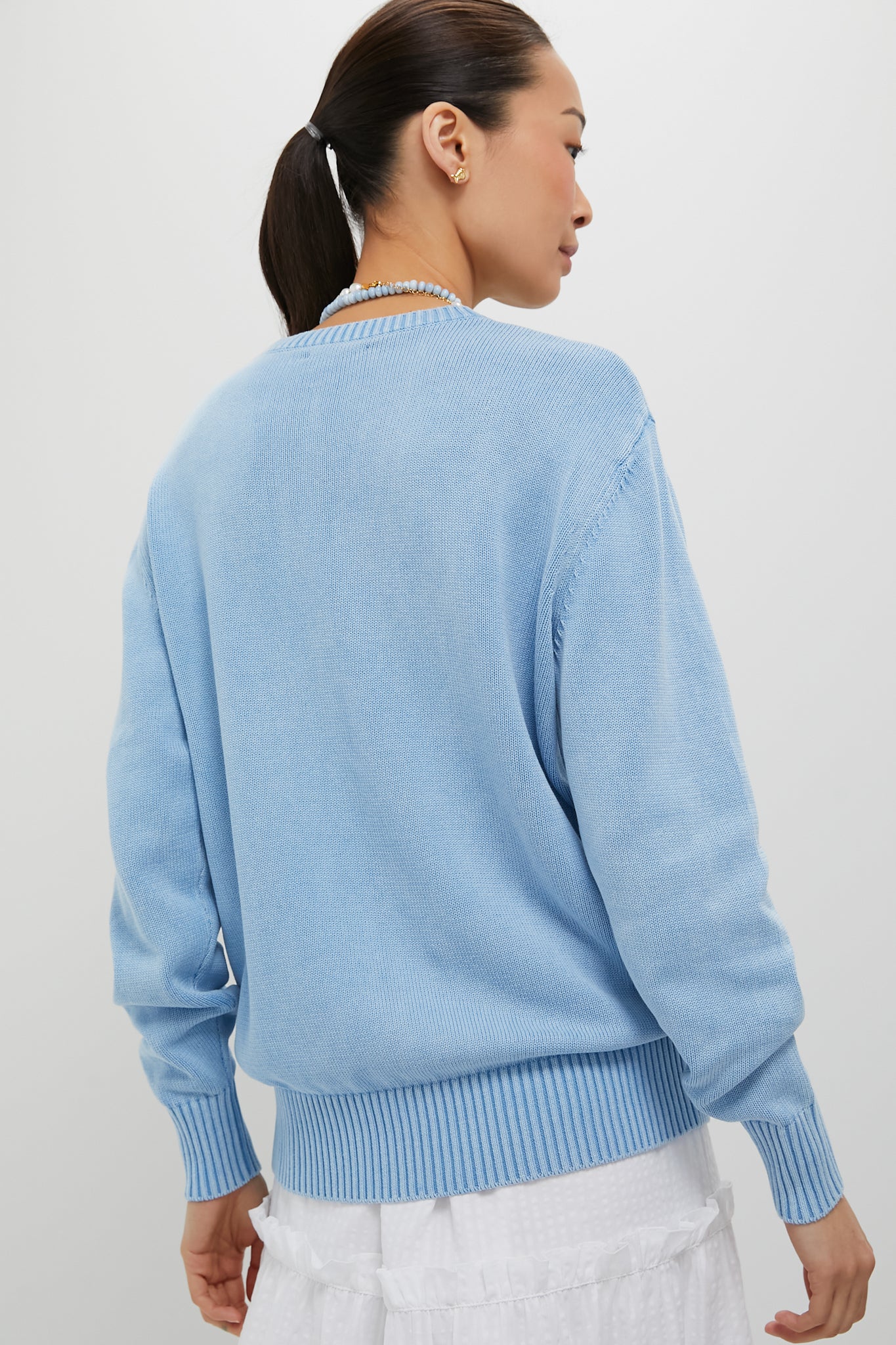 Light Blue Stone Washed Cotton Anne Crewneck Sweater