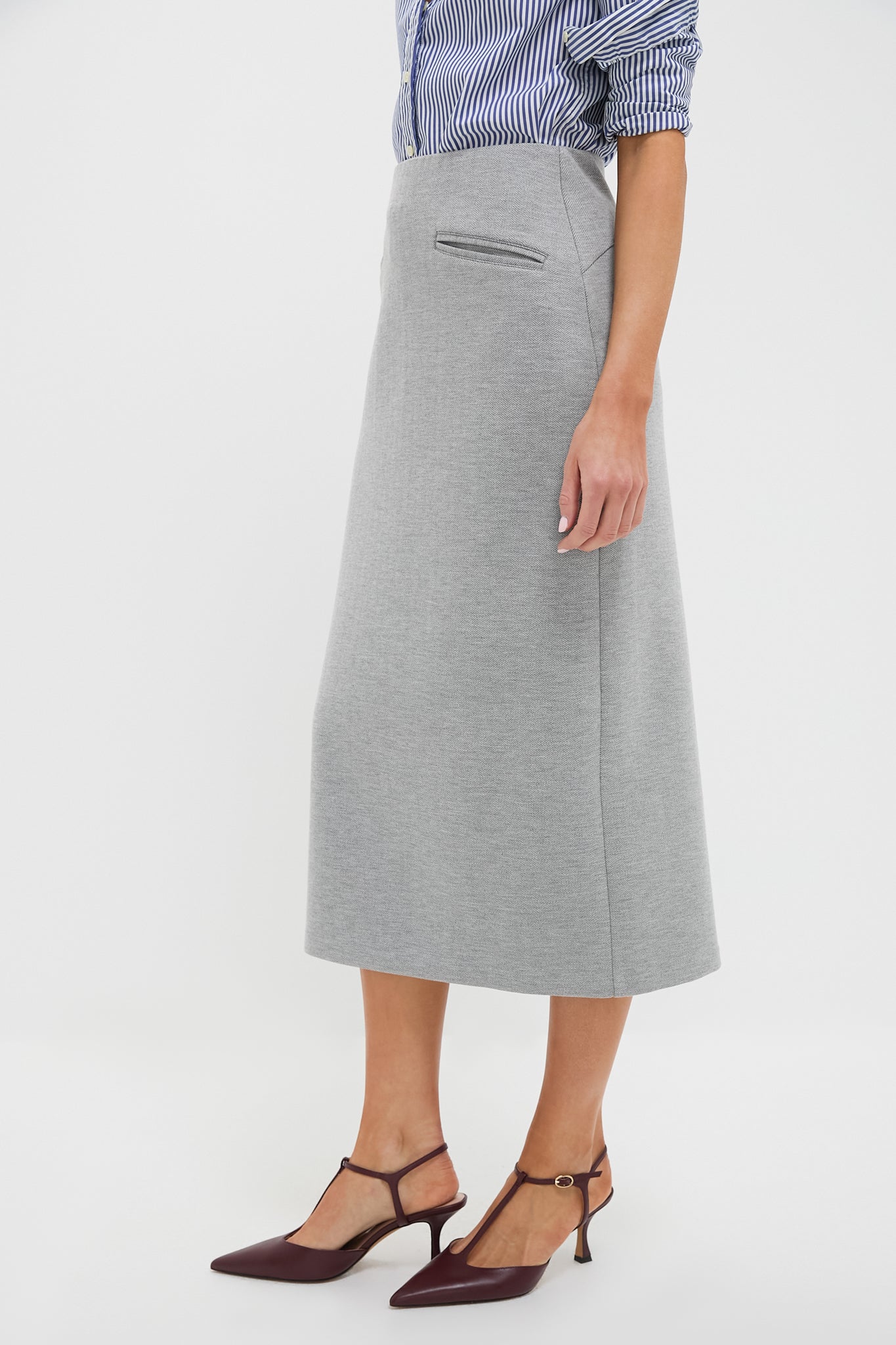 Gray Herringbone Rosewell Midi Skirt | Tuckernuck