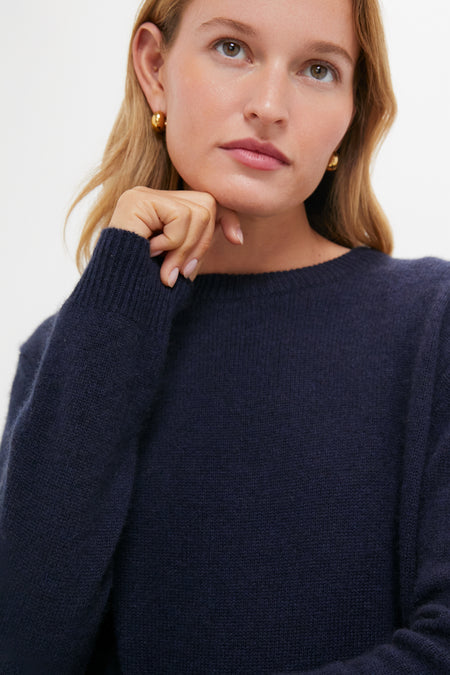 Tuckernuck Navy Cashmere Bodie Boyfriend Crewneck