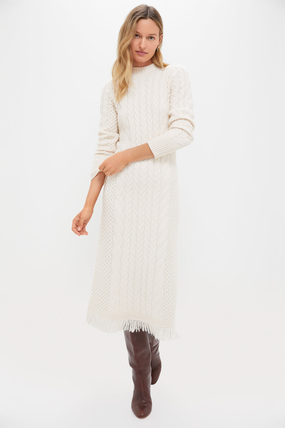 Cream Freya Fringe Sweater Dress | Hyacinth House Cream Freya Fringe Sweater Dress | Hyacinth House