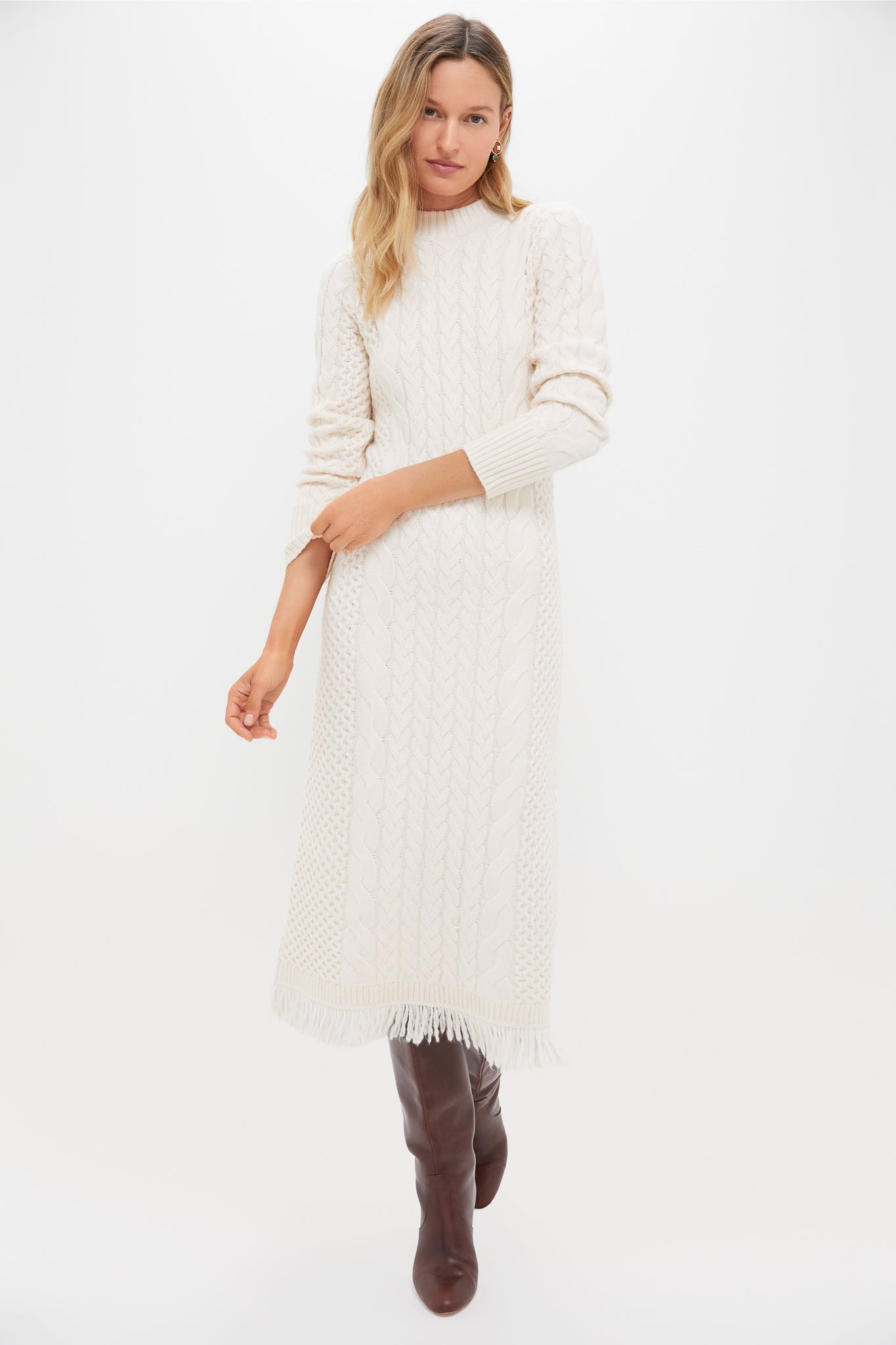 Cream Freya Fringe Sweater Dress | Hyacinth House Cream Freya Fringe Sweater Dress | Hyacinth House