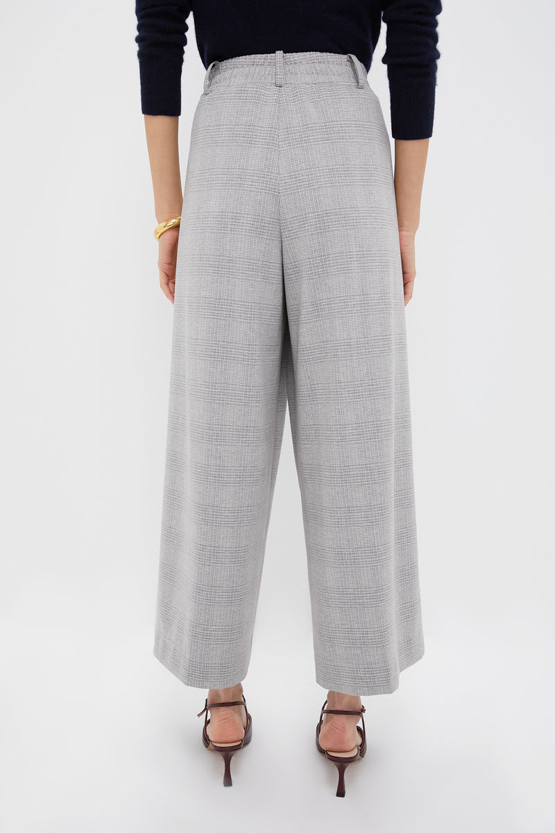 Gray Plaid Cropped Flare Carlton Pants