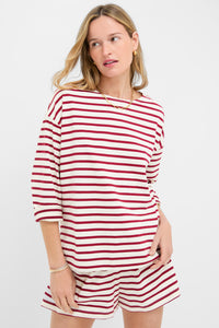 Red and Ivory Stripe Knit Odie Tee