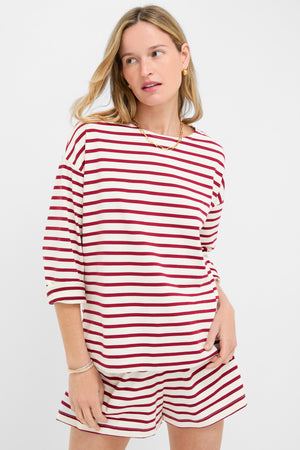 Red and Ivory Stripe Knit Odie Tee