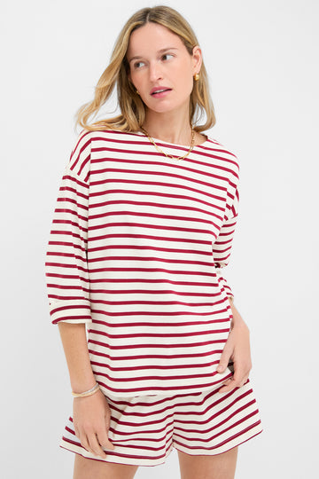 Red and Ivory Stripe Knit Odie Tee
