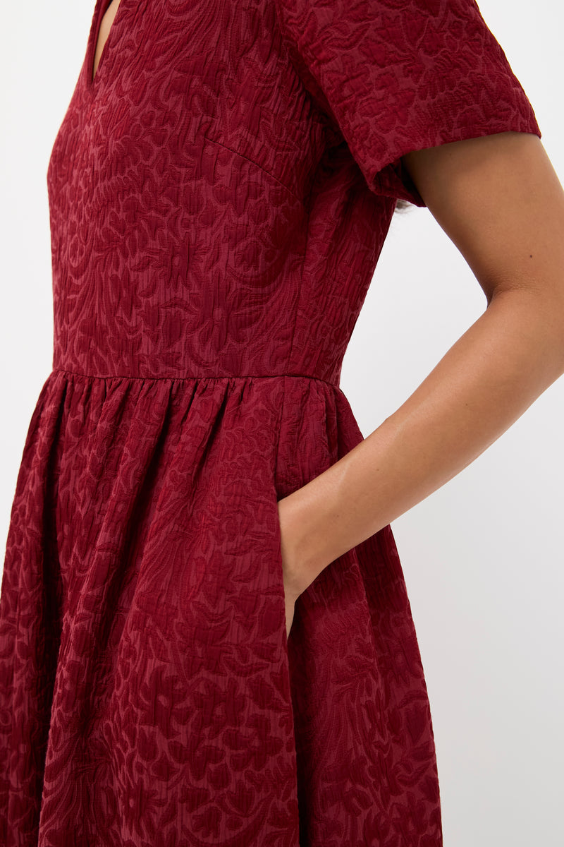 Cranberry Jacquard Adelaide Dress