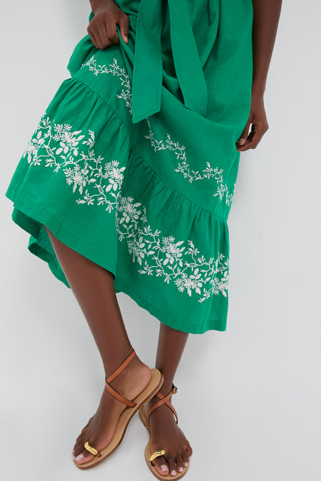 Garden Green Embroidered Malene Dress