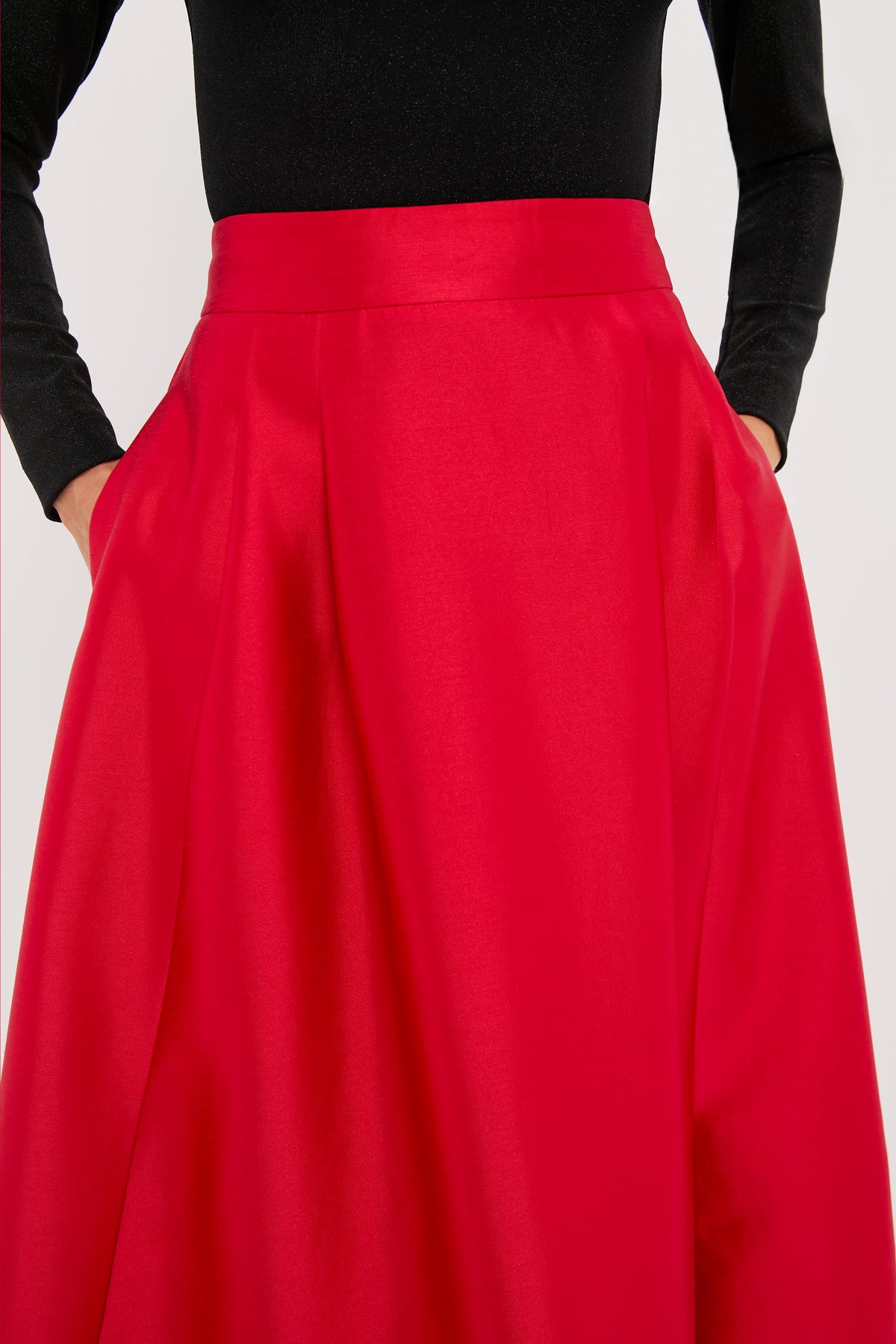 Red Dupioni Kendall Skirt