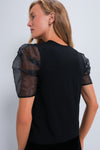 Black Tulle Sleeve Darby Blouse