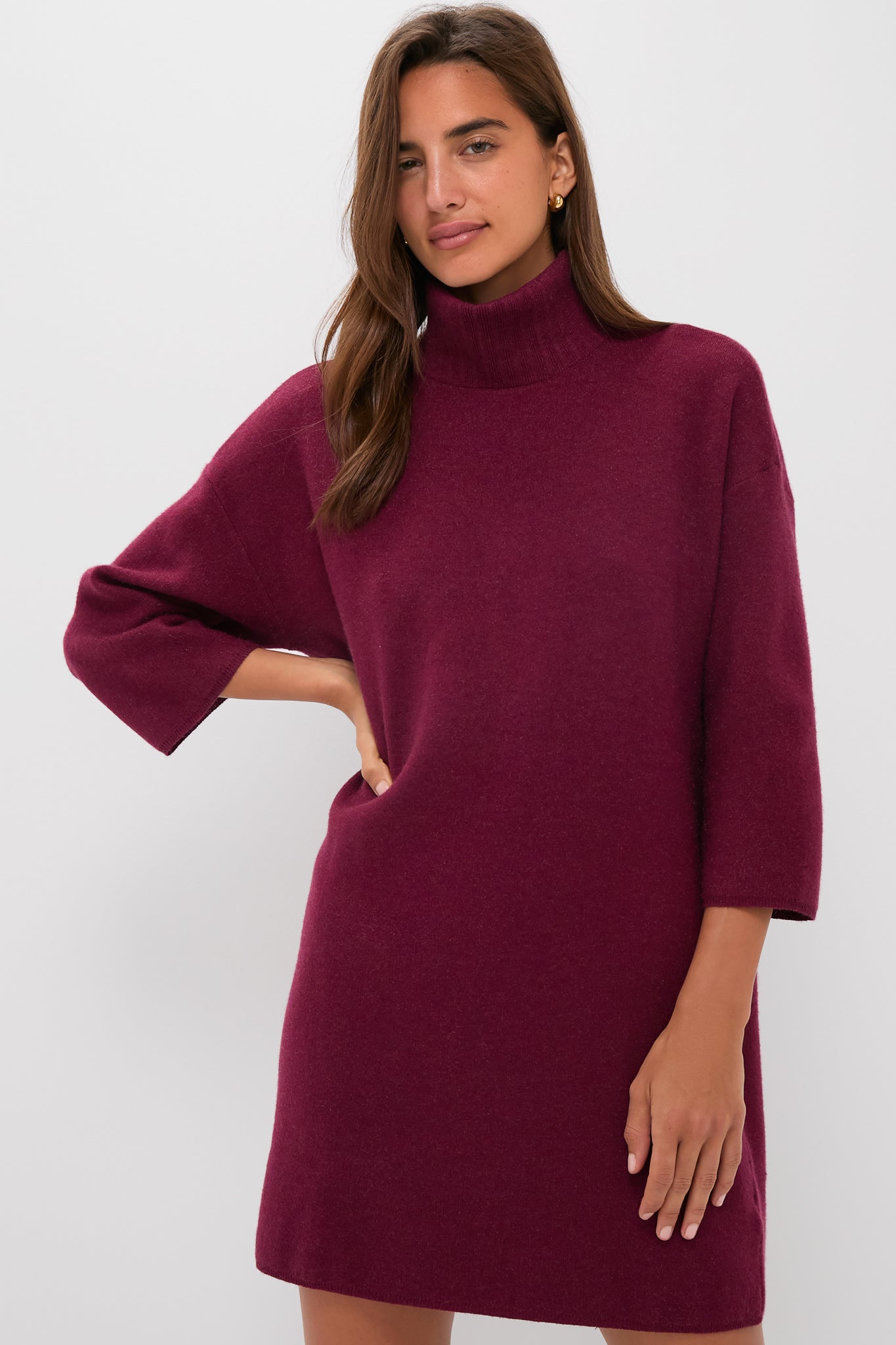 burgundy turtleneck sweater dress Cranberry Vivianne Long Sleeve Knitwear Slight Ice Spice Slays a W9 Color:Flax Linen