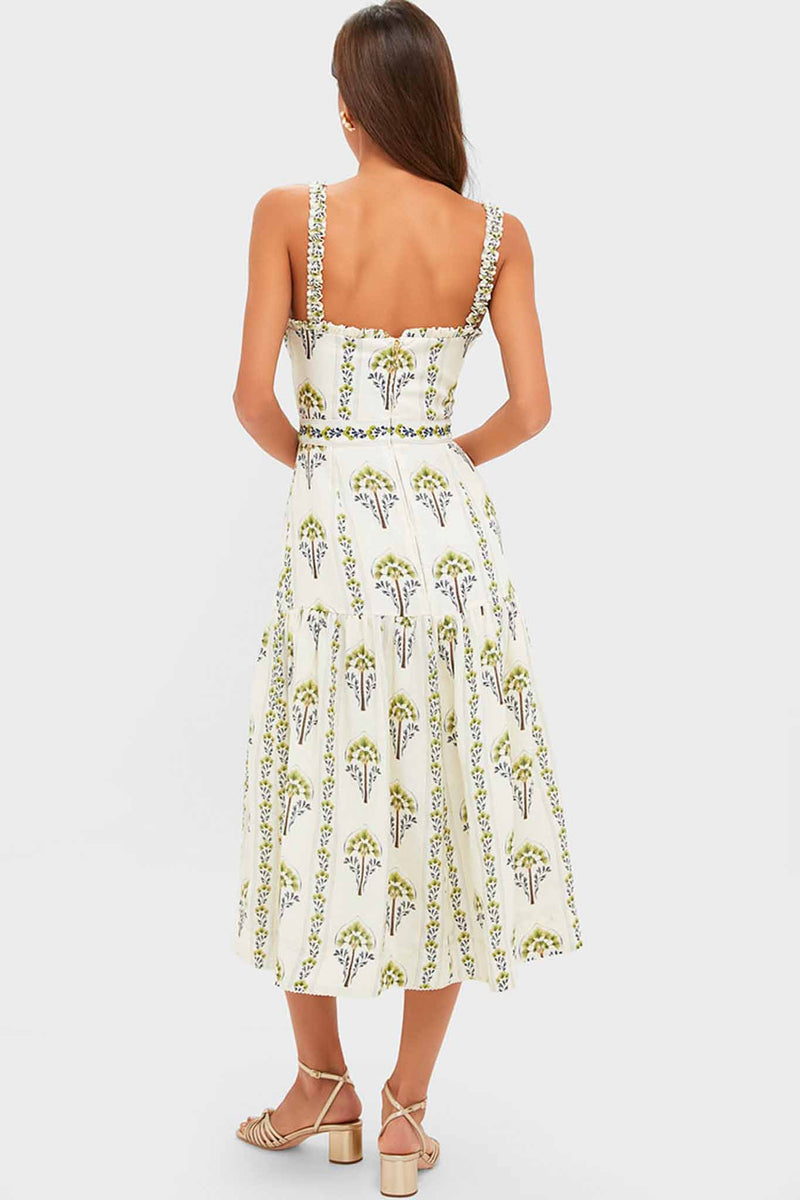 Moriche Nispero Embroidered Midi Dress