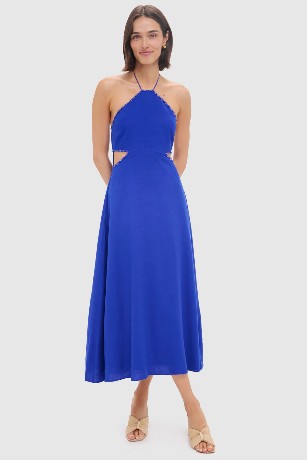 Royal Blue Beaded Azure Midi Dress | Hyacinth House Royal Blue Beaded Azure Midi Dress | Hyacinth House