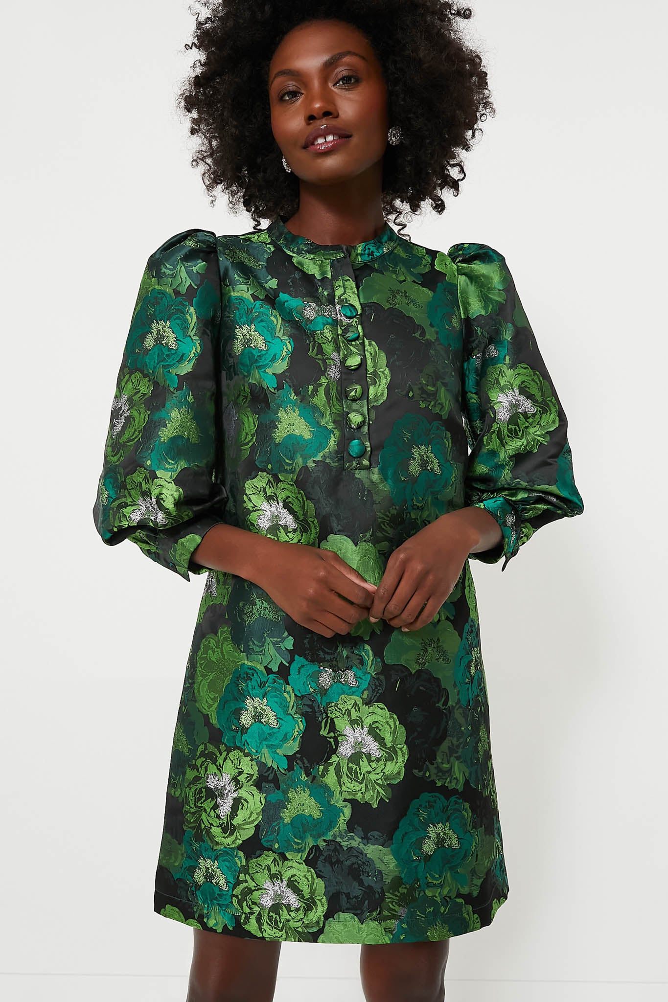 Green Jacquard Samantha Dress | Pomander Place