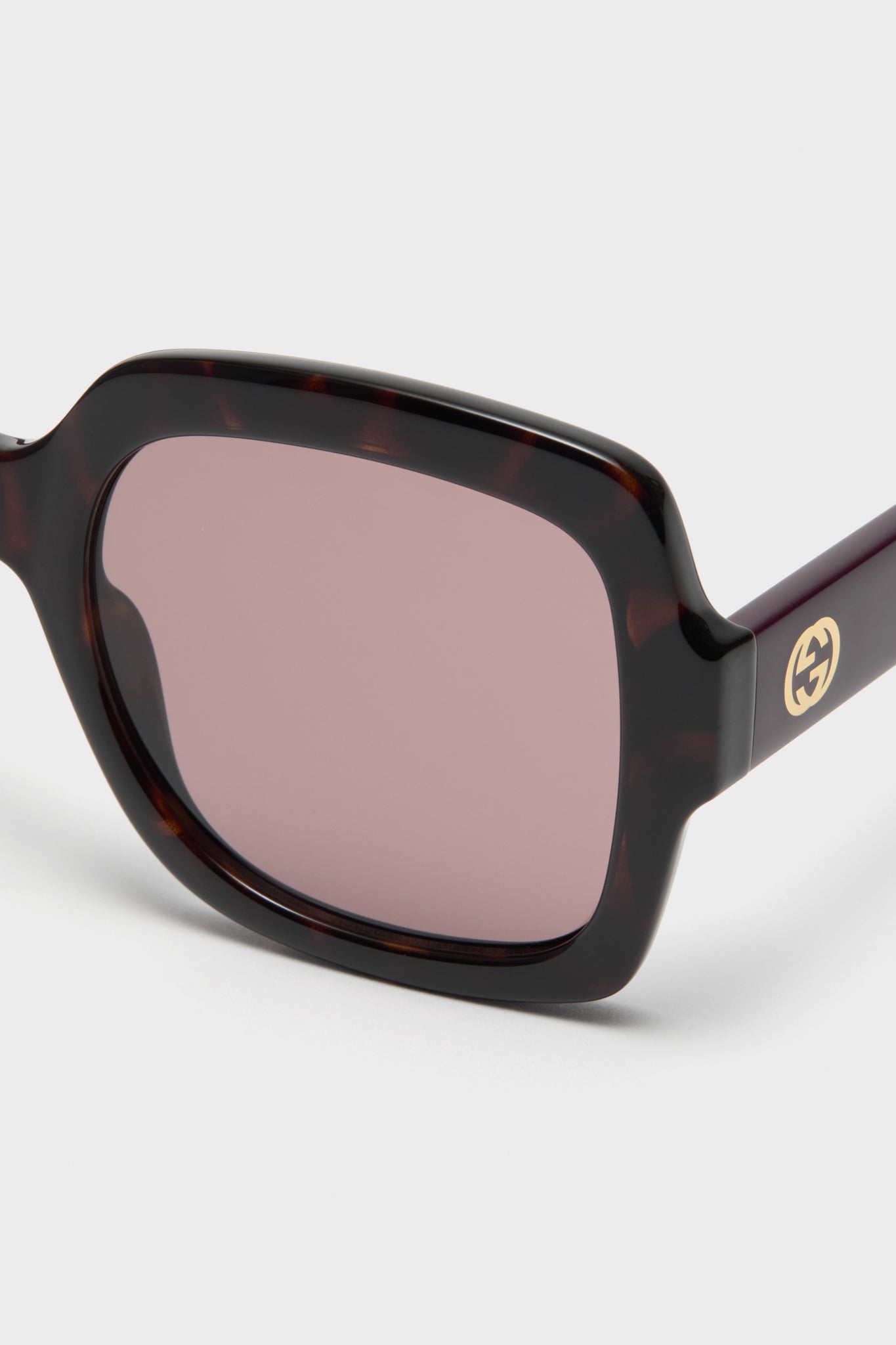 Havana Gucci Logo Squared Sunglasses