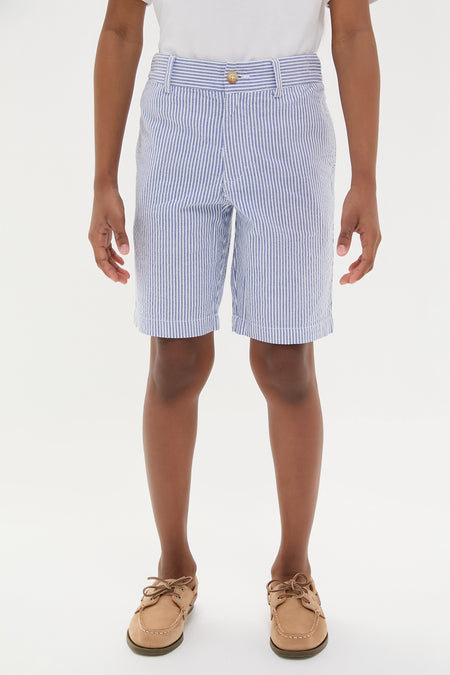 Blue Seersucker Preppy Short