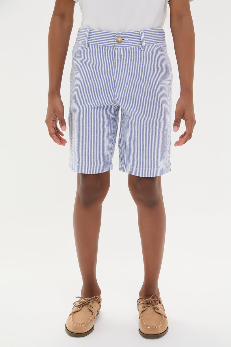 Blue Seersucker Preppy Short