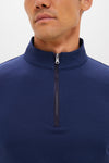 Navy Albatross Cotton-Blend Pique Quarter-Zip