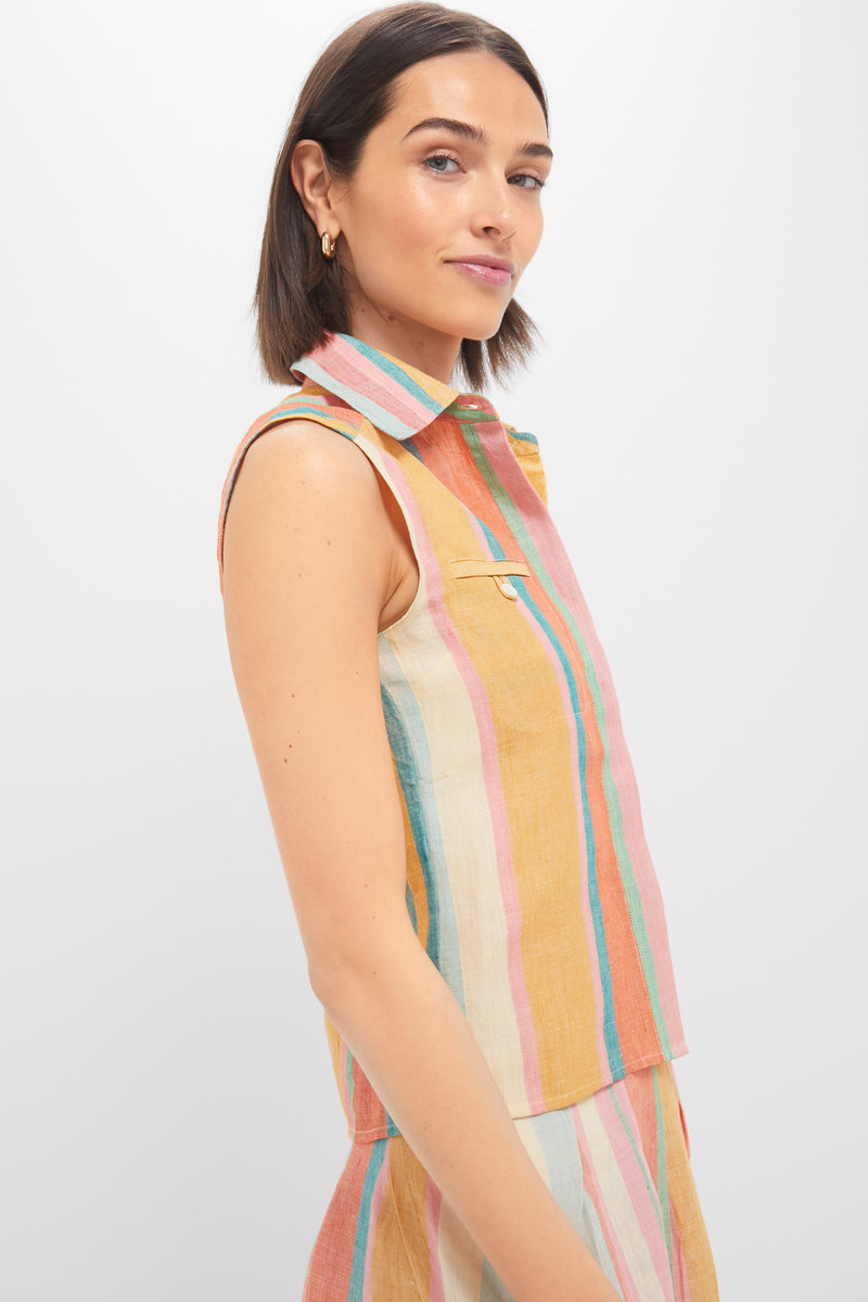 Multi Rainbow Stripes Ylenia Top
