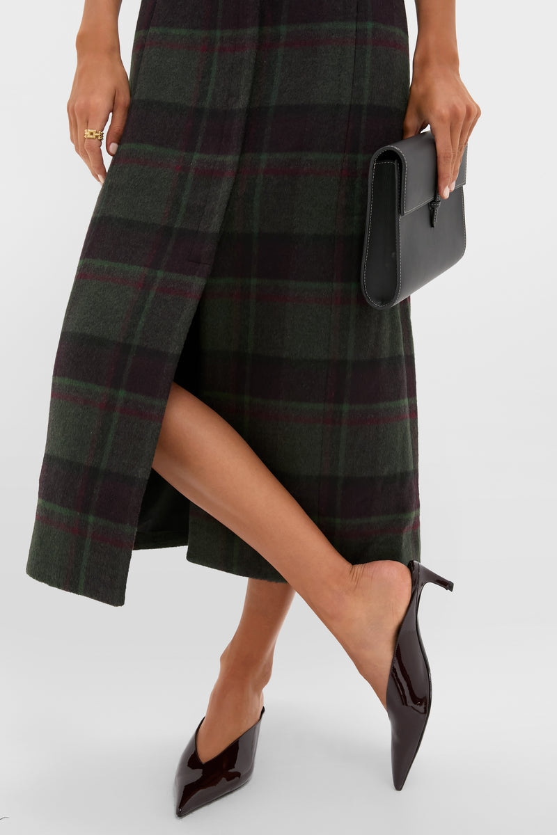 Forest Plaid Wool Rhoda Midi Dress