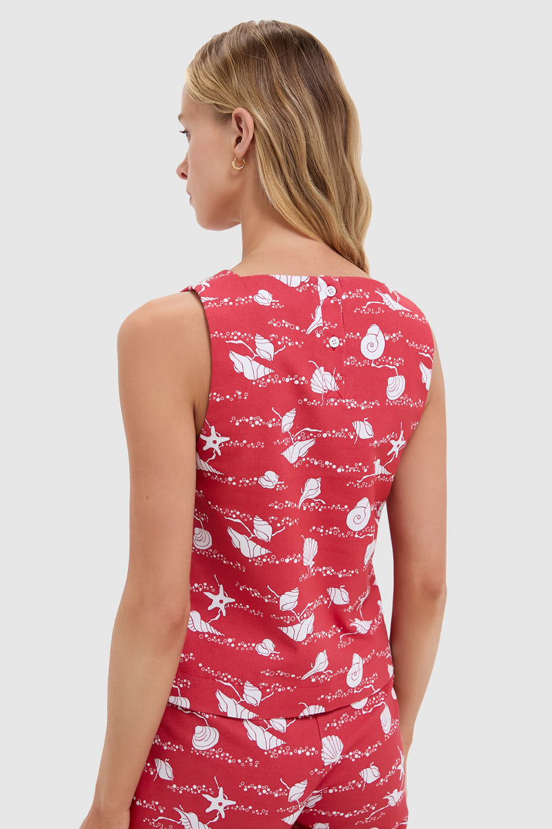 Red Shell Shift Top
