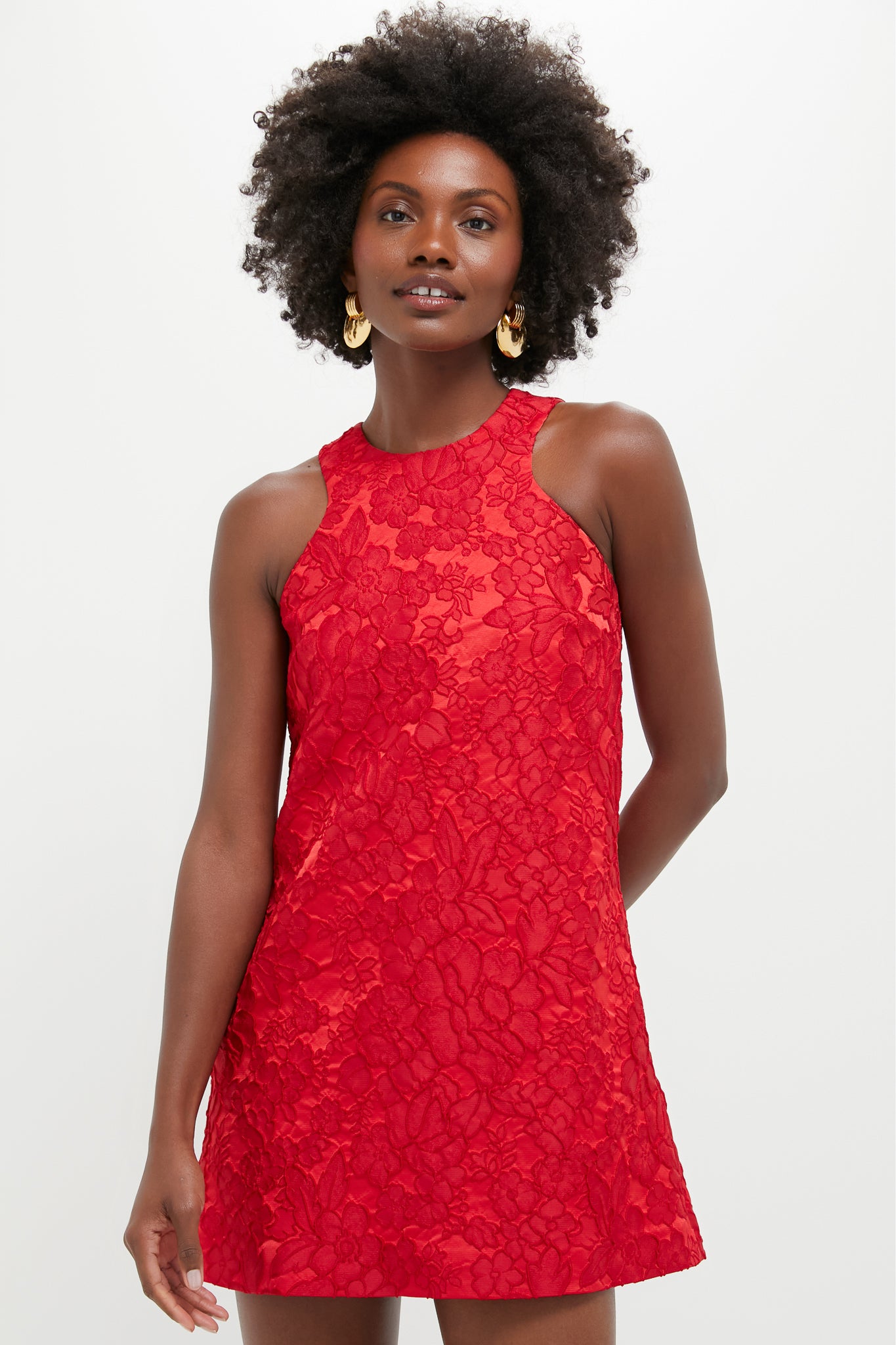 fitted lace wedding dress Chilly Red Racer Neck Draped Split Skirt Midi Dress – AX Paris