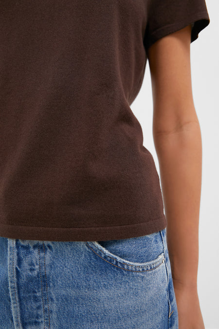 Chocolate Cashmere Silk Katie Tee