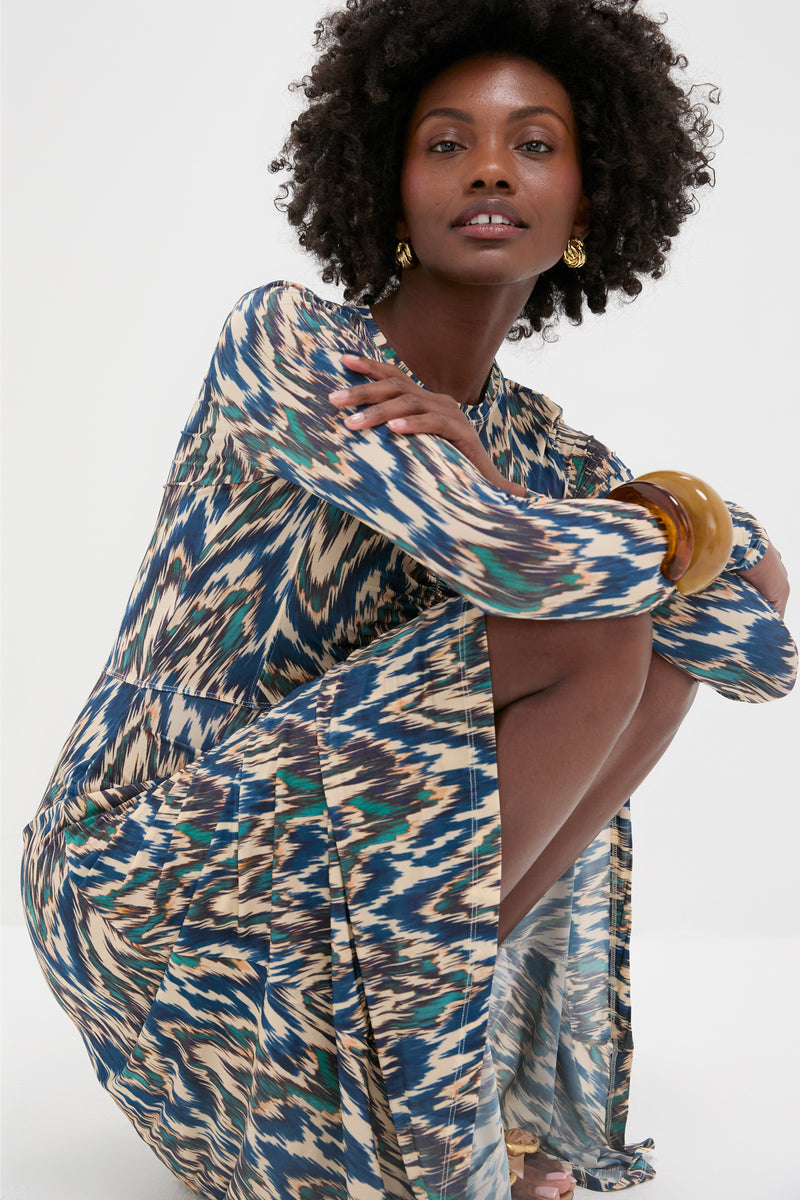 Riverslate Naia Long Sleeve Ruched Midi Dress