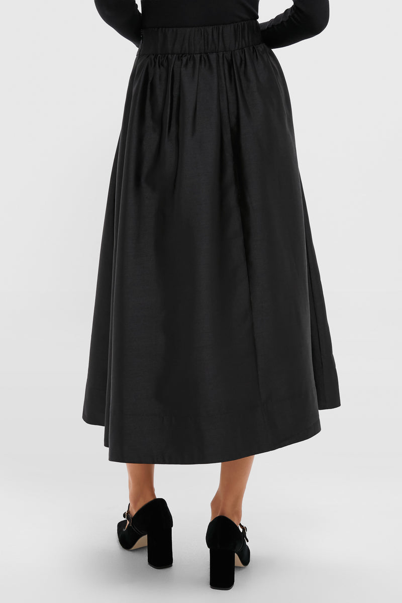Black Dupioni Kendall Skirt