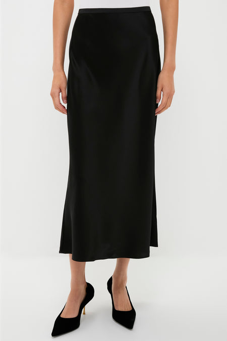 Polo Black Satin Midi Skirt