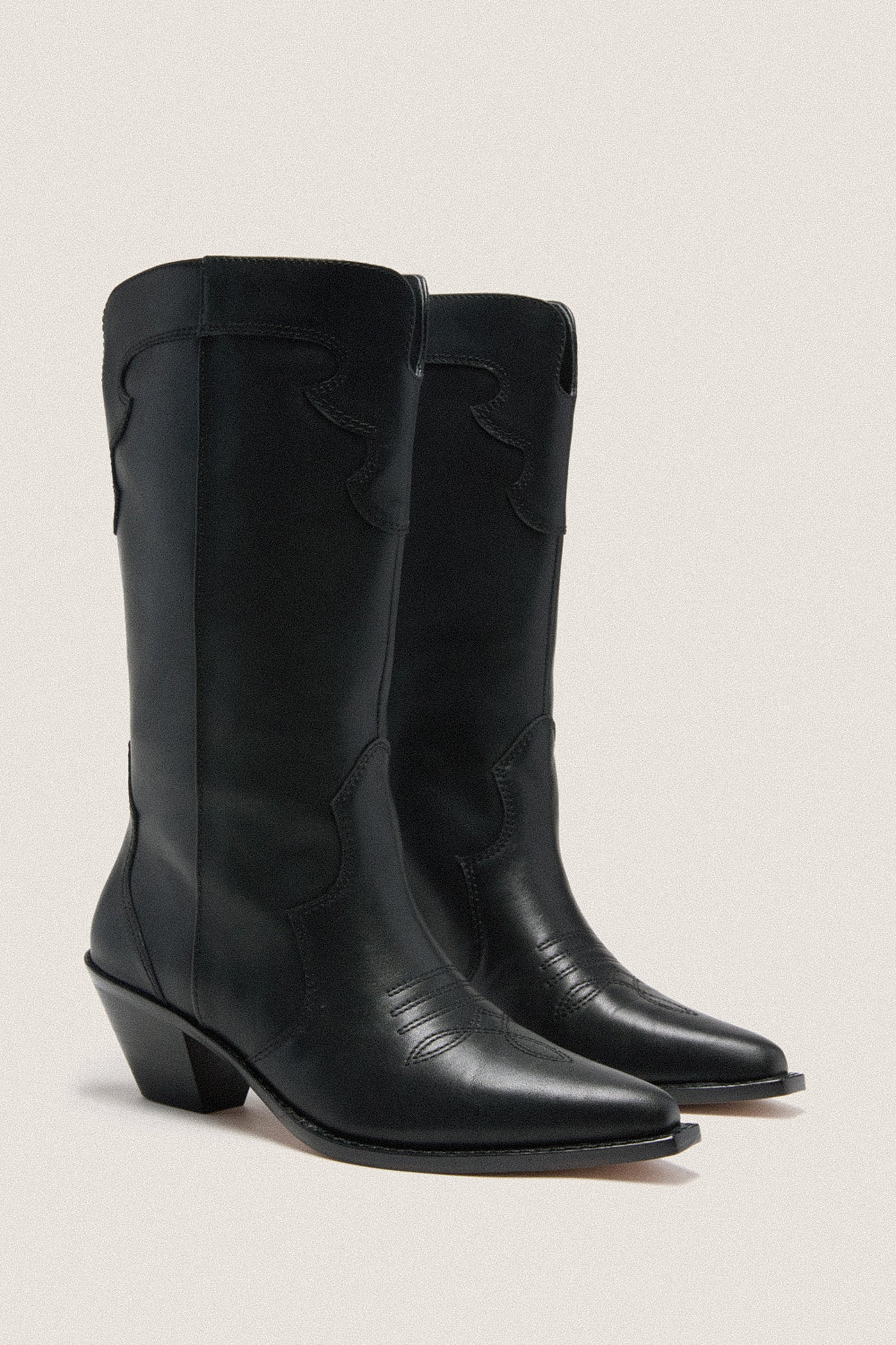 Black Leather Wilson Western Boots