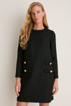 Black Tweed Long Sleeve Jackie Dress