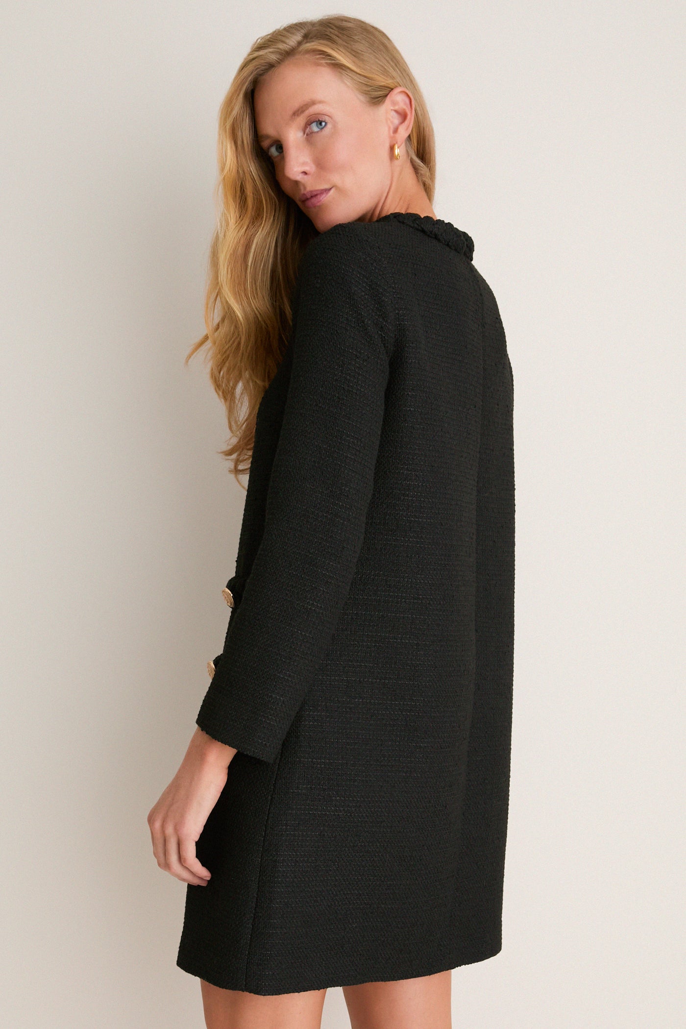 Black Tweed Long Sleeve Jackie Dress