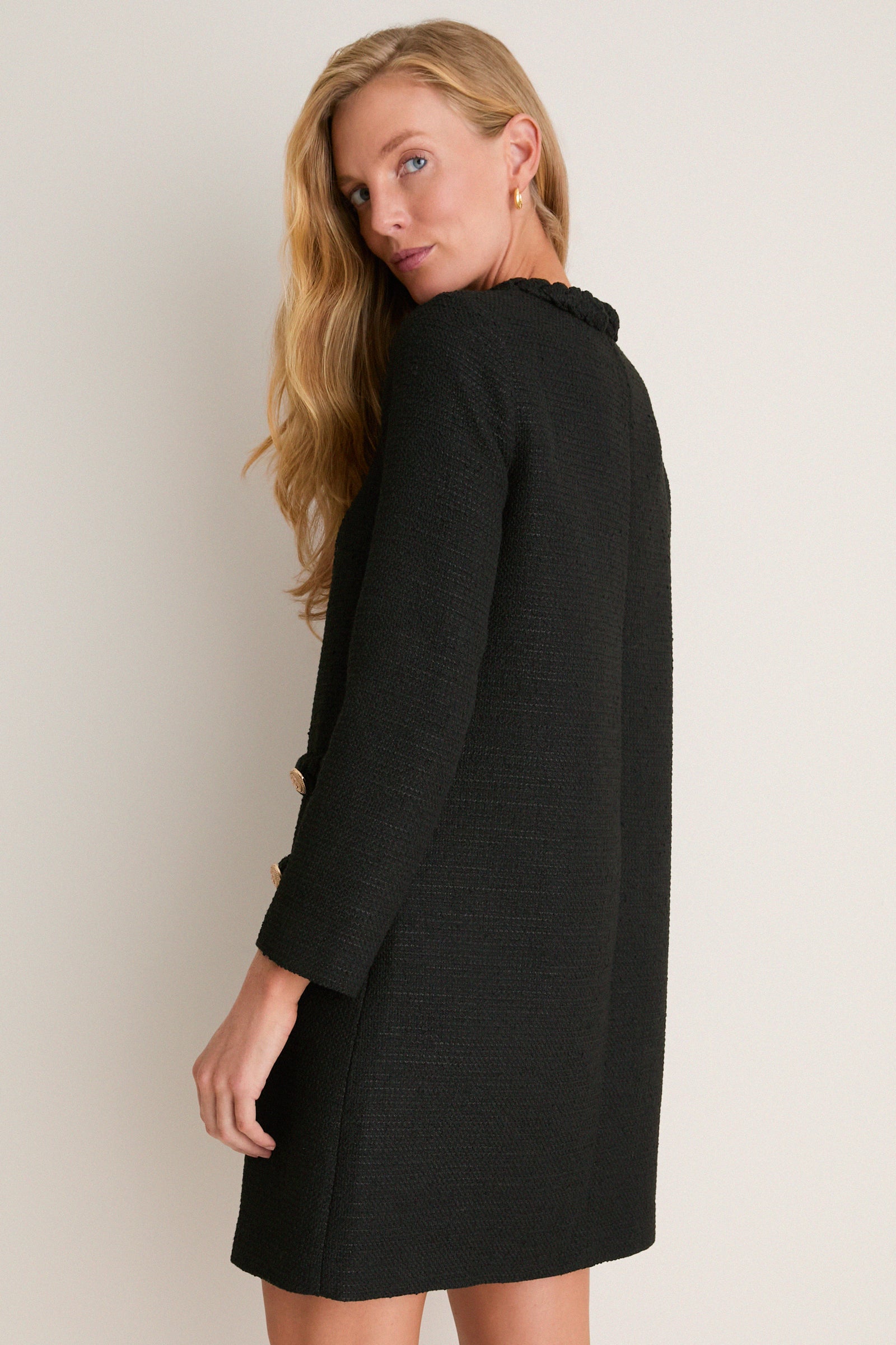 Black Tweed Long Sleeve Jackie Dress