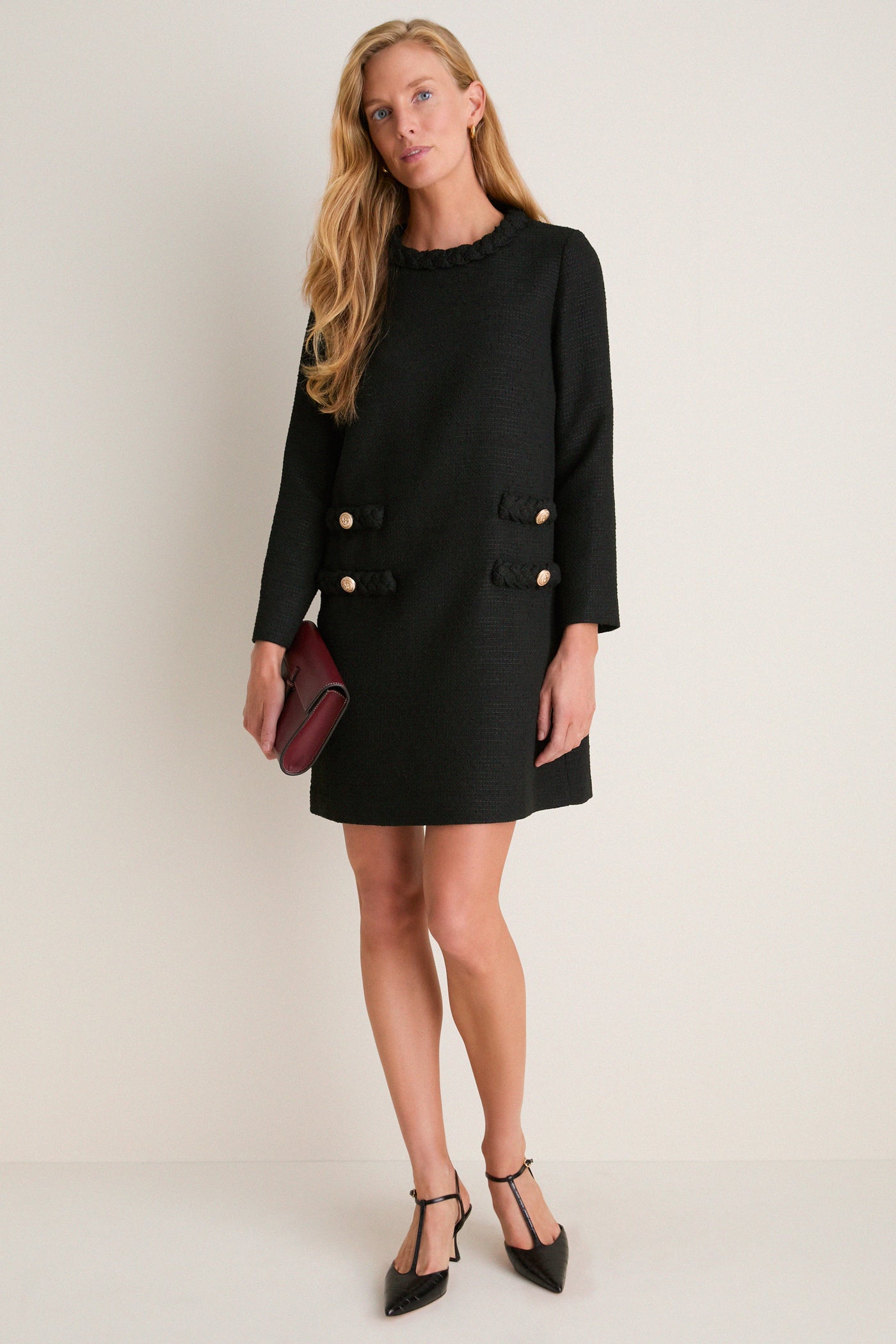 Black Tweed Long Sleeve Jackie Dress