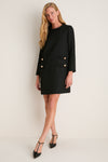 Black Tweed Long Sleeve Jackie Dress