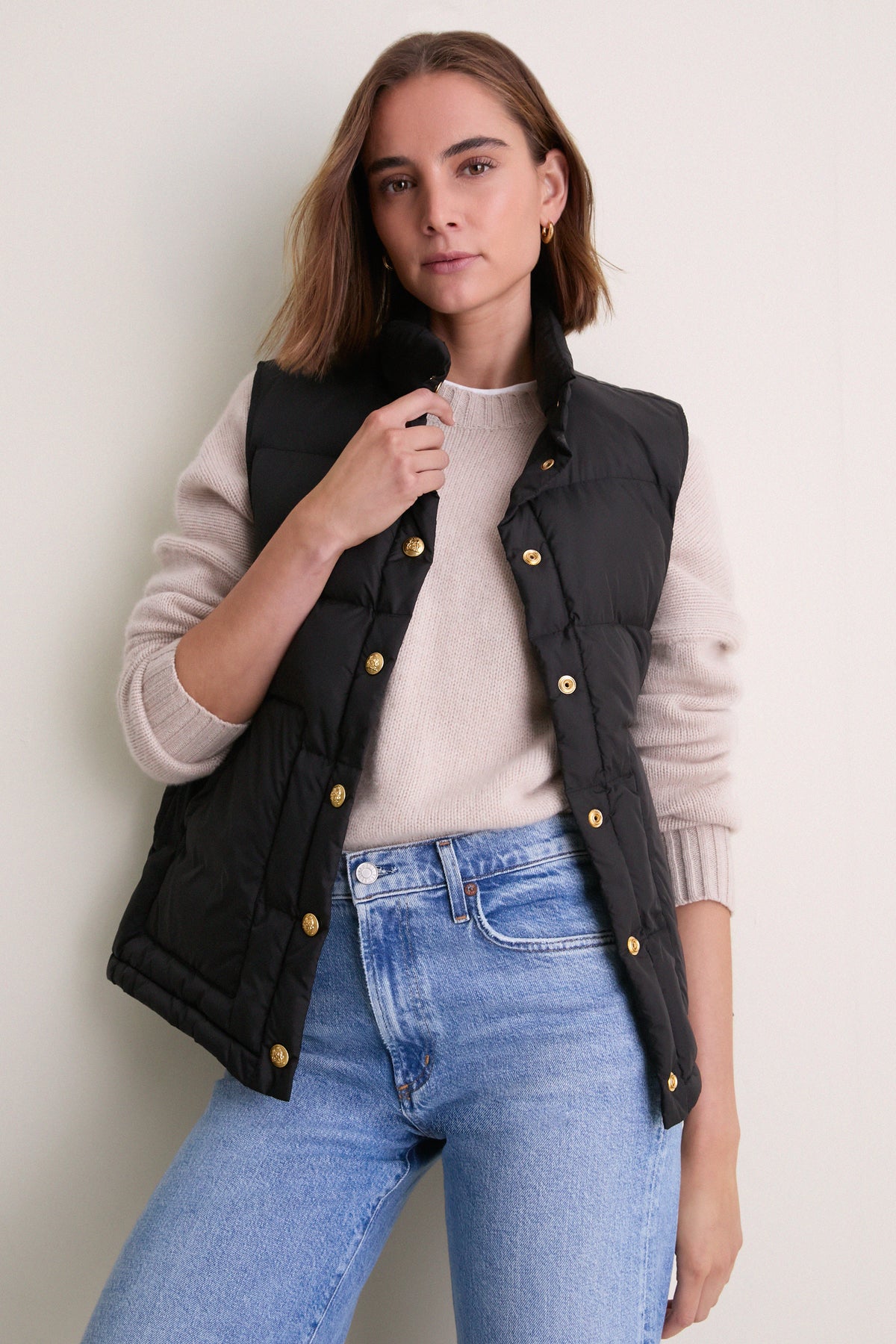 Black Inez Puffer Vest