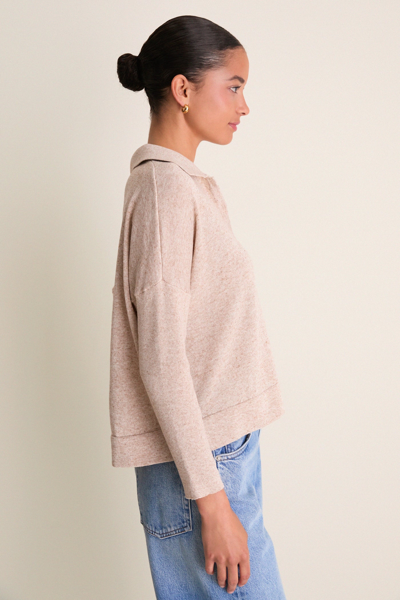 Tan Clayton Long Sleeve Knit Polo