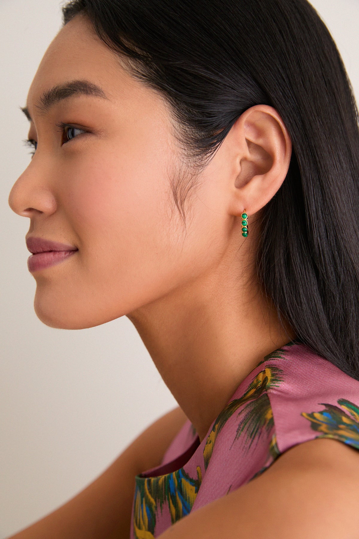 Malachite Huggie Hoop Earrings