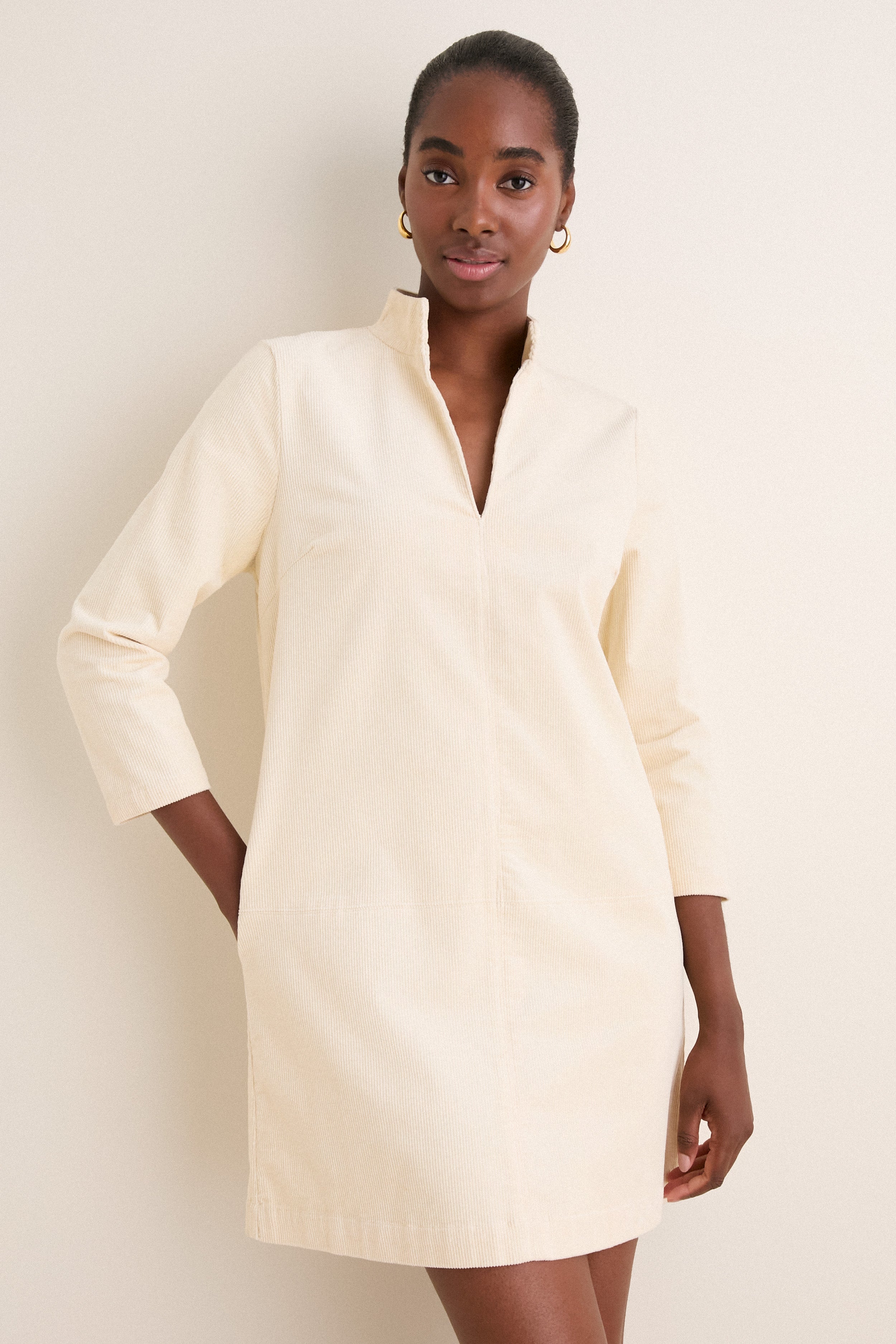 Winter White Corduroy Clifton Dress