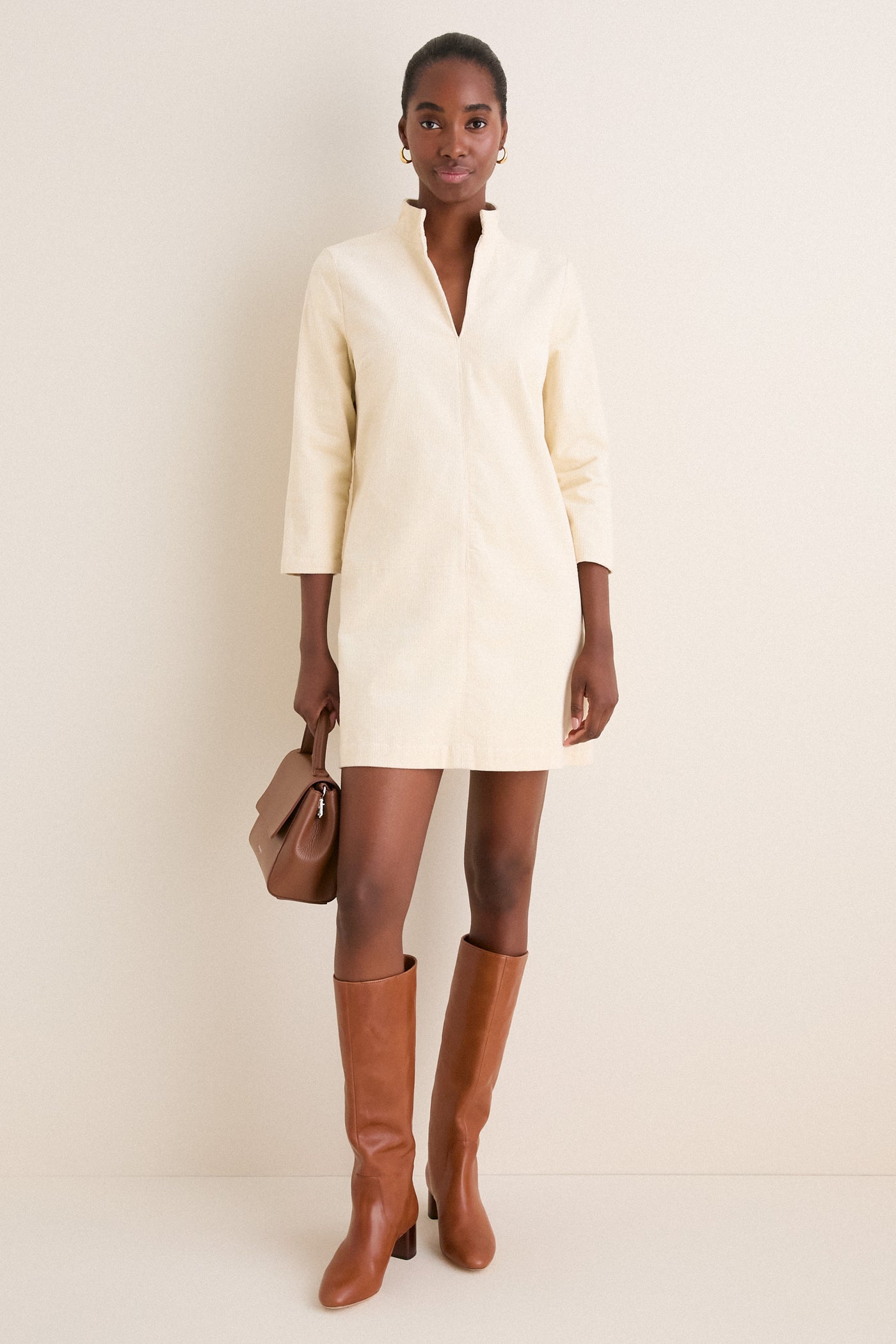 Winter White Corduroy Clifton Dress