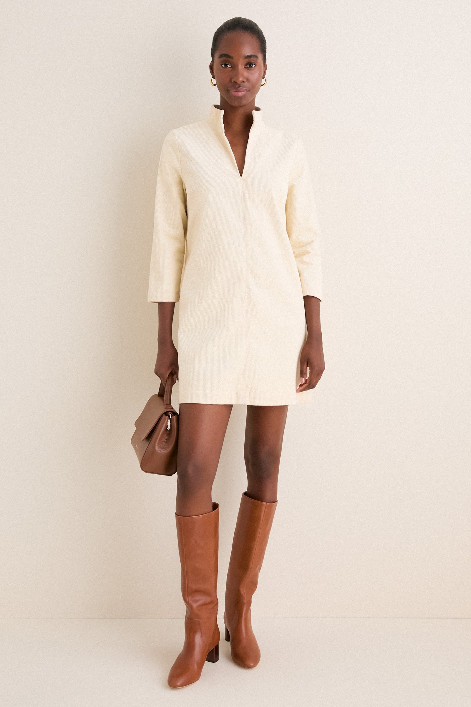 Winter White Corduroy Clifton Dress