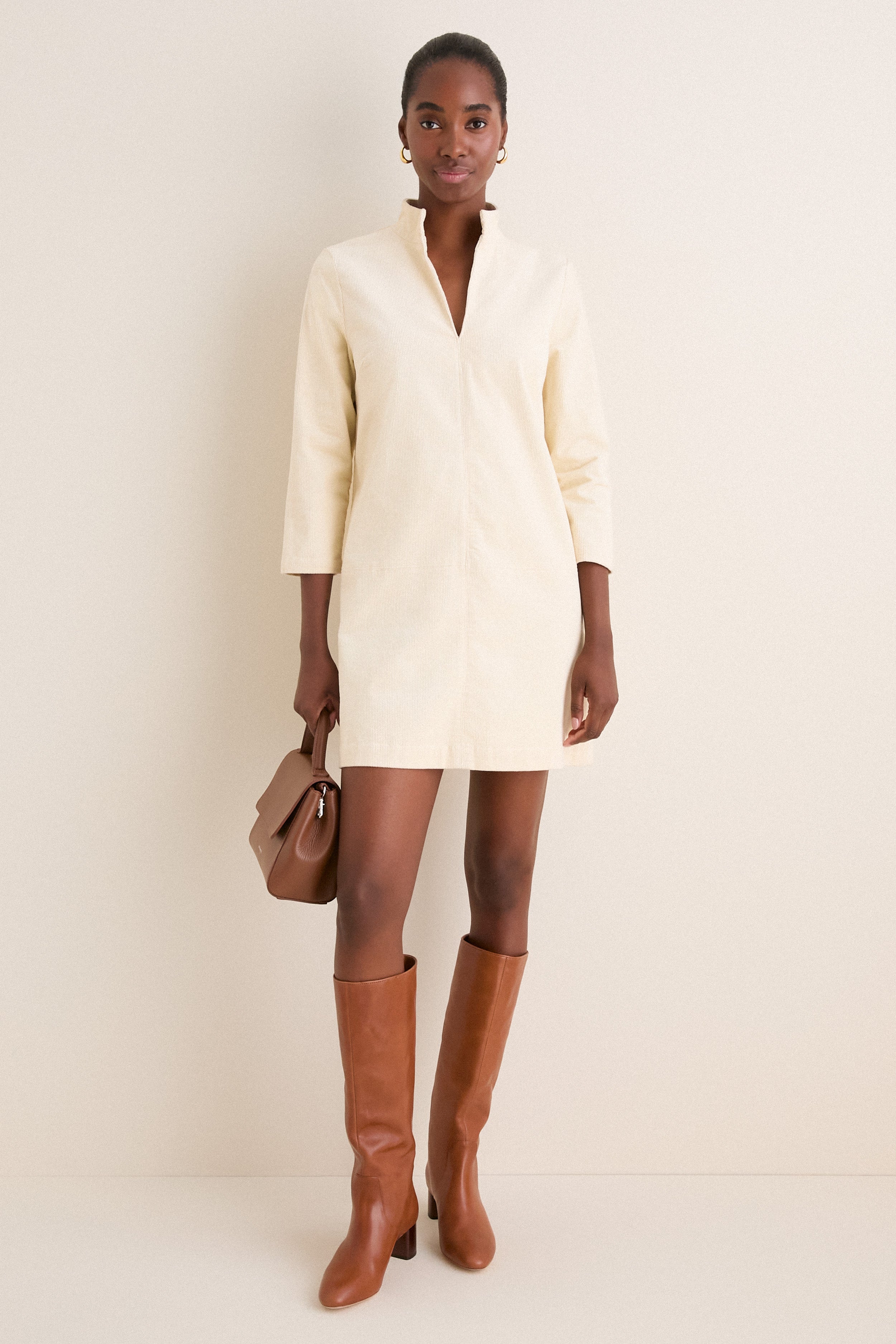Winter White Corduroy Clifton Dress