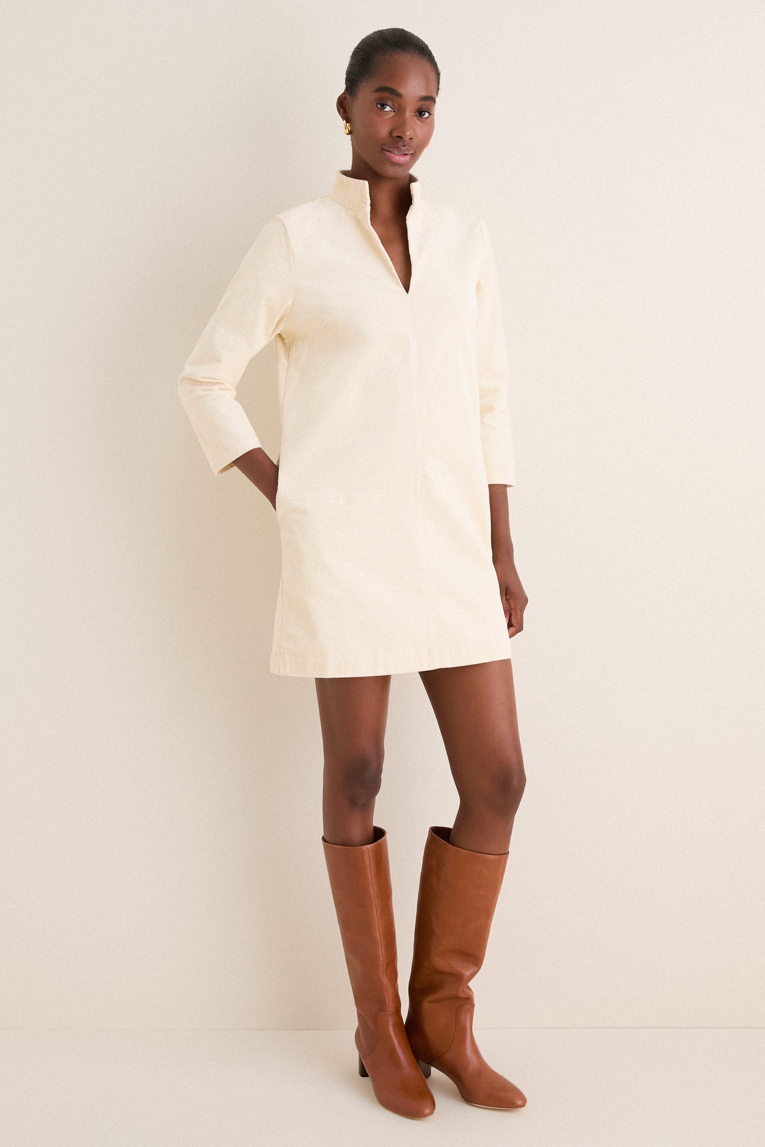 Winter White Corduroy Clifton Dress
