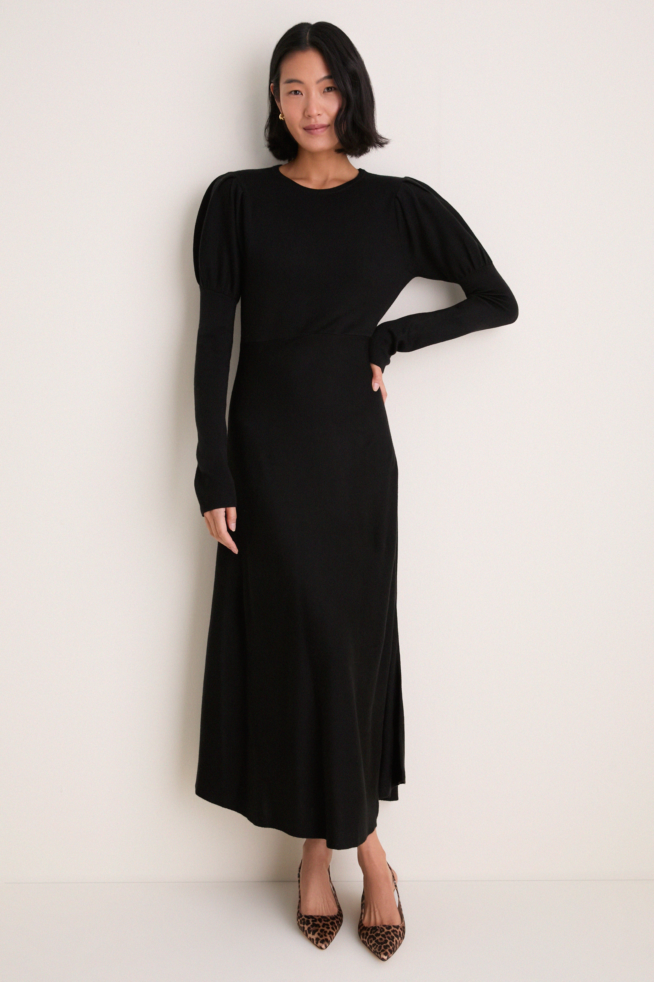 ladies black sweater dress Brielle Color:Fuchsia/Red* V Neck Off Shoulder Models Measurements primary-material:Nylon
